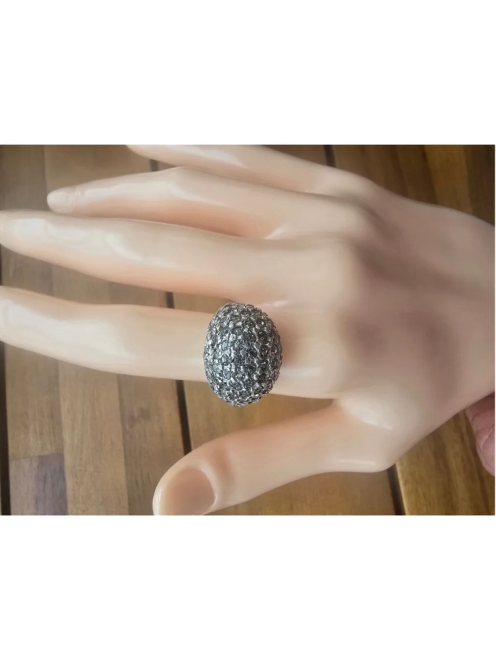 Vintage ESPO Joseph Esposito Sterling Silver Pavé CZ Dome Ring - Size 7.5